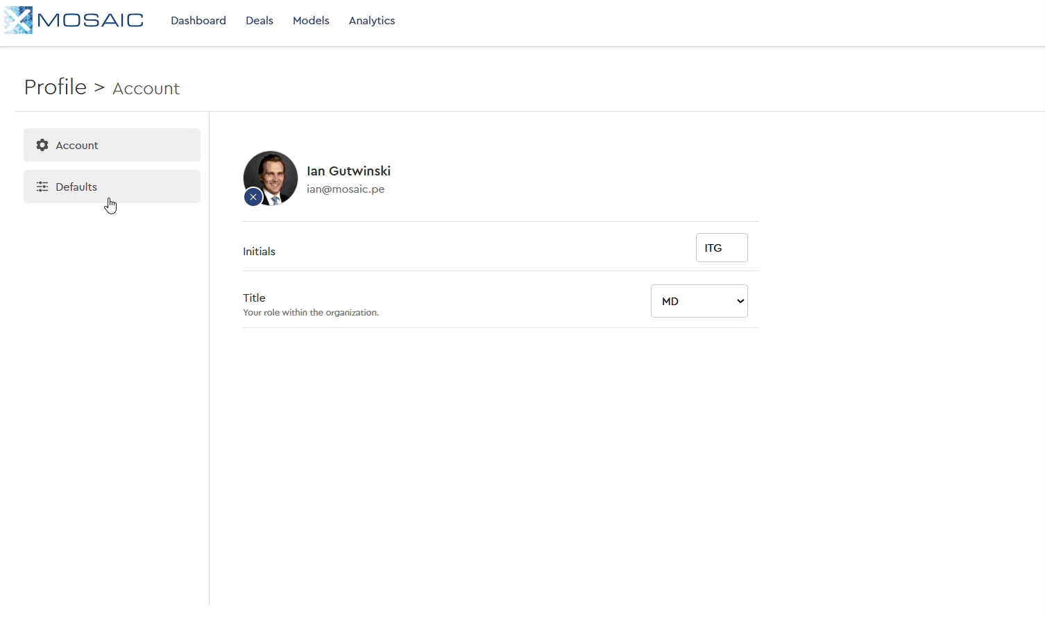 Navigate to defaults