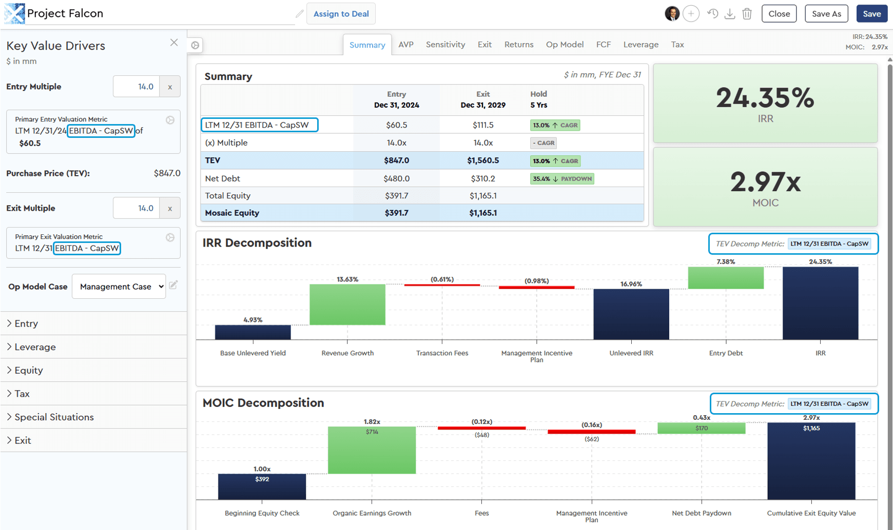 Any Operating Model Row Can be an Entry or Exit Valuation Metric